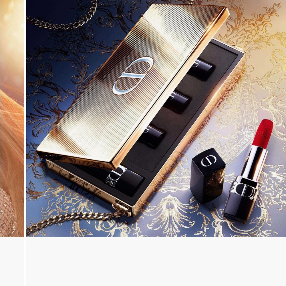 NIB Dior Limited edition set Gold Clutch with chain and Rouge Dior lipst… - Picture 3 of 11